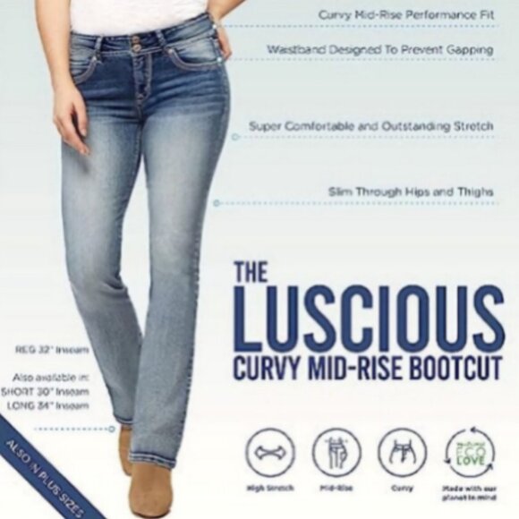 **WallFlower** Luscious Curvy Bootcut Mi-Rise Stretch Juniors Jeans Heidi 17 - Picture 5 of 9